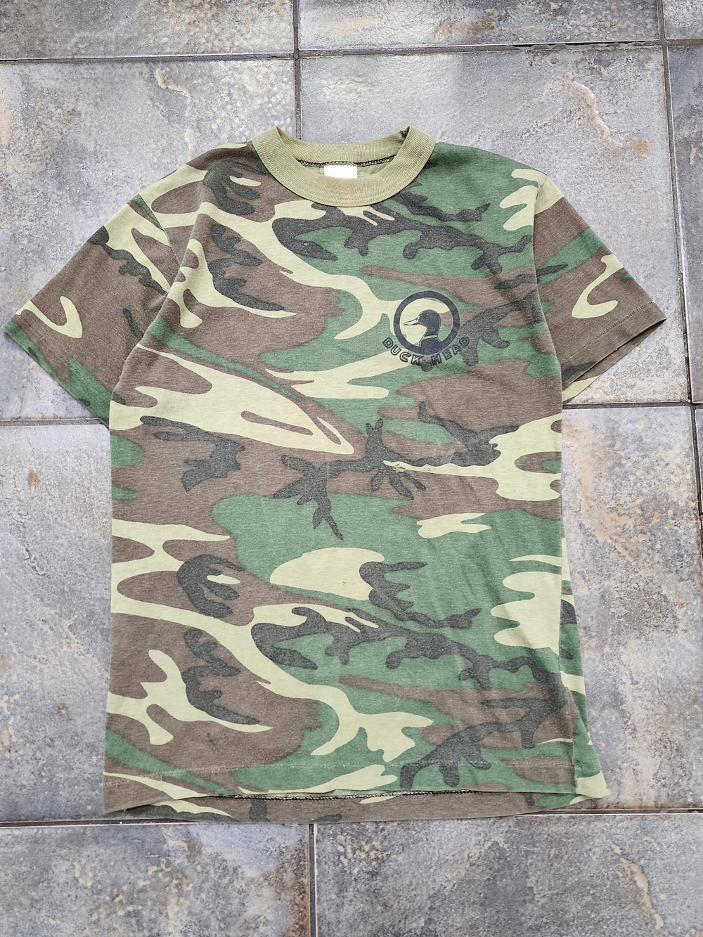 Vintage 90s Duck Head Boy's Youth Single Stitch Woodland Camoflauge T Shirt